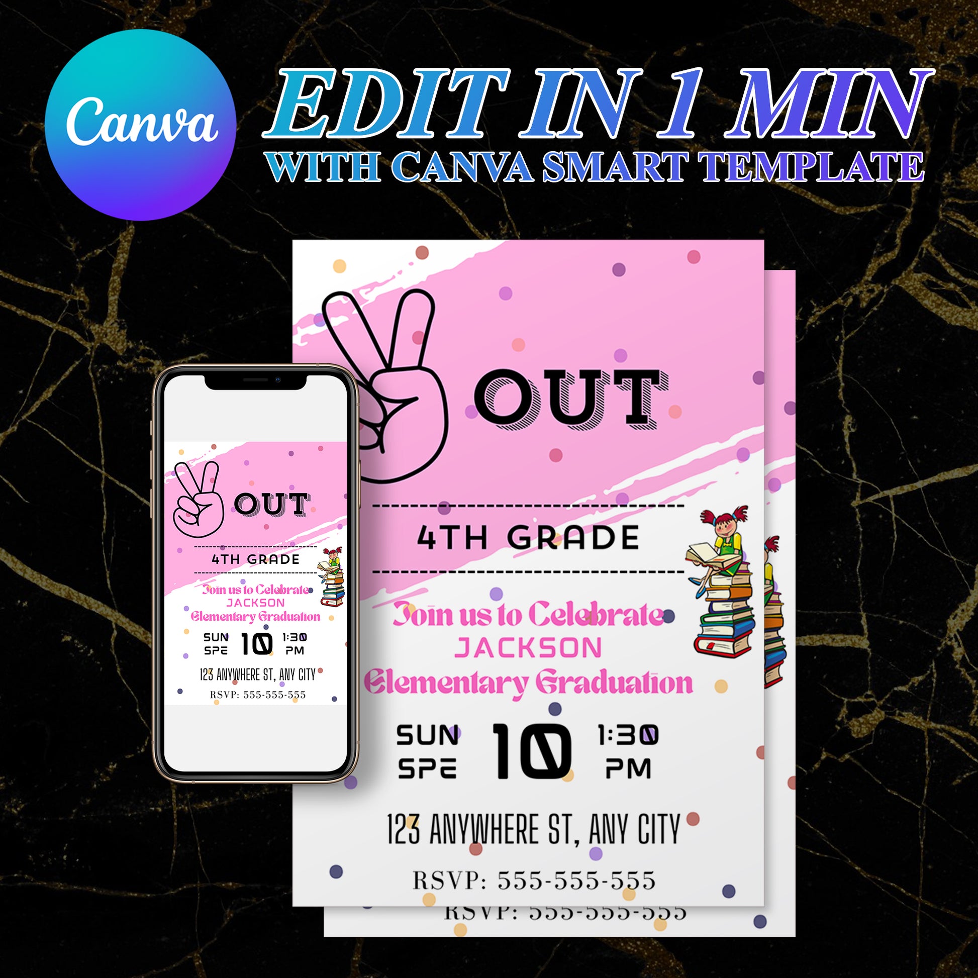 Peace Out Graduation Invitation Template - CreativeRino