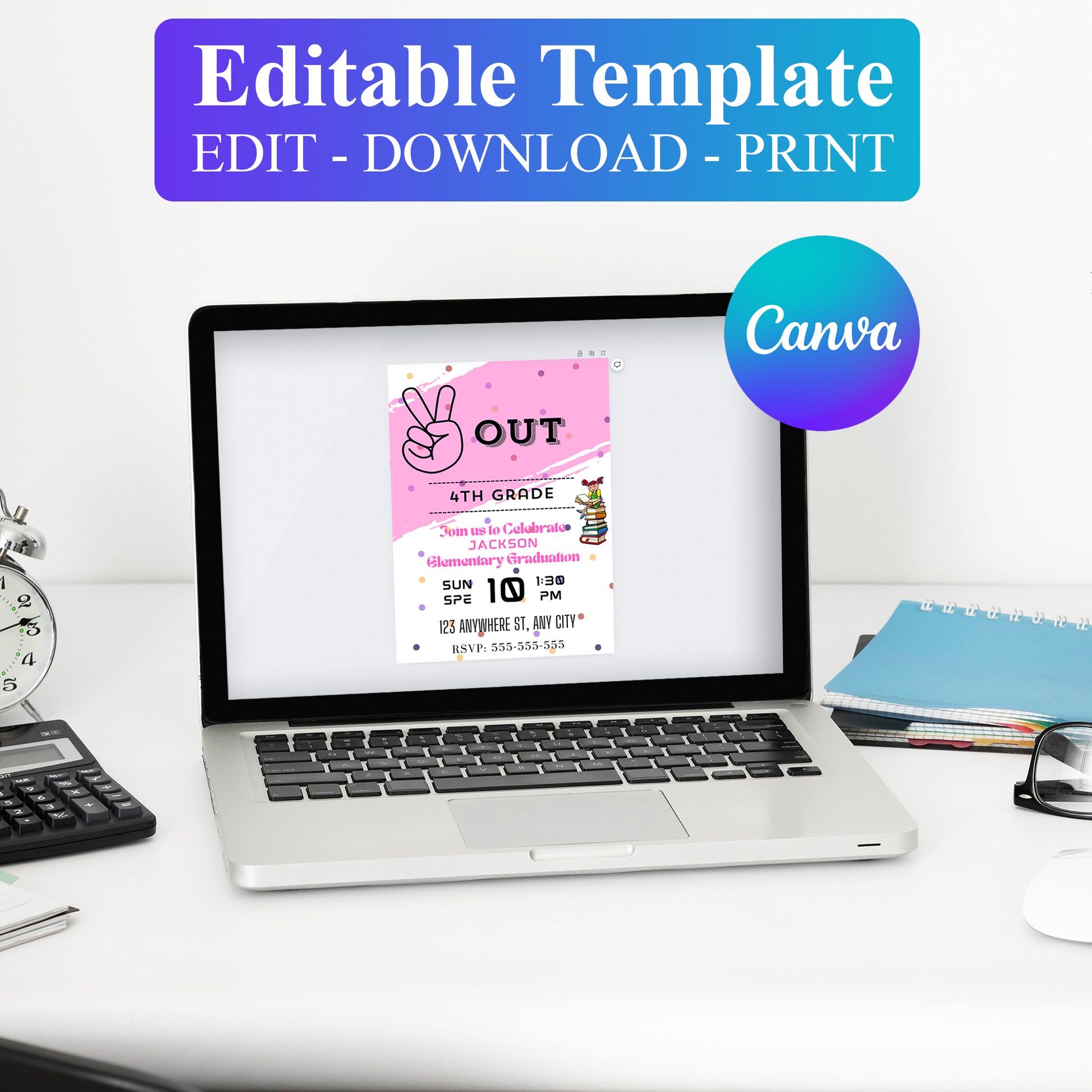 Peace Out Graduation Invitation Template - CreativeRino