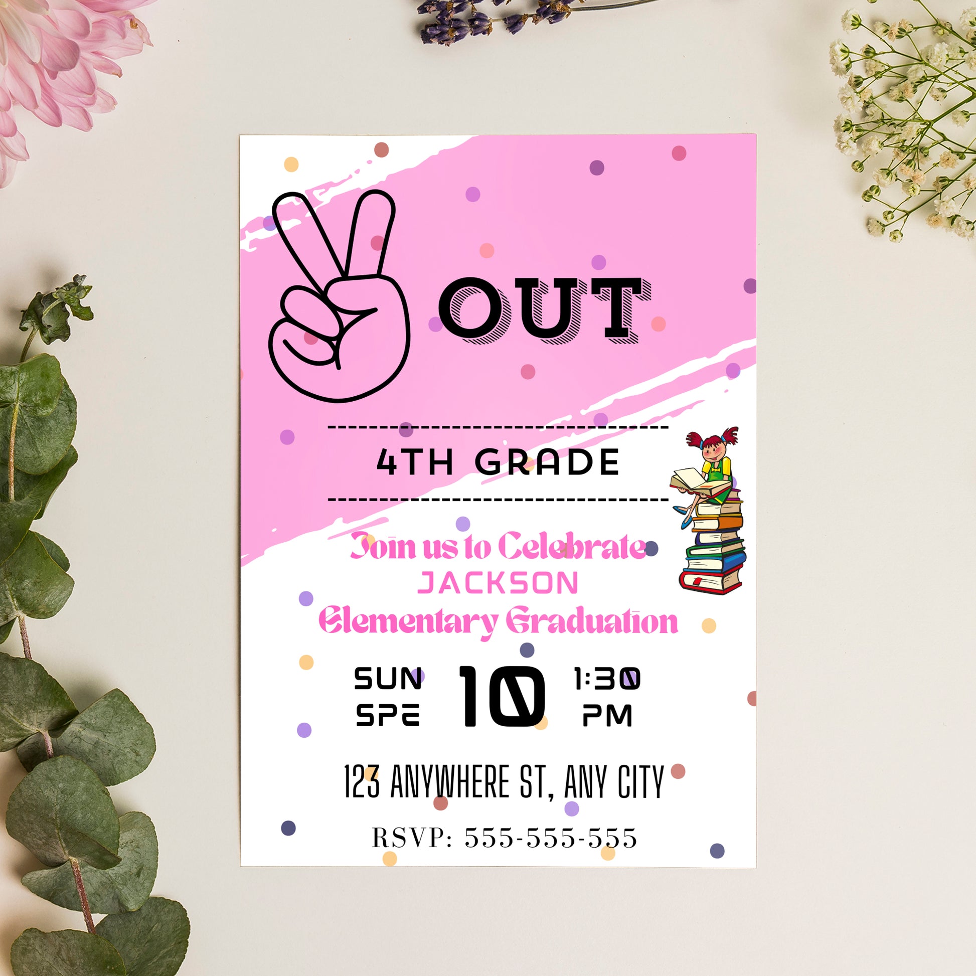 Peace Out Graduation Invitation Template - CreativeRino