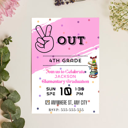 Peace Out Graduation Invitation Template - CreativeRino