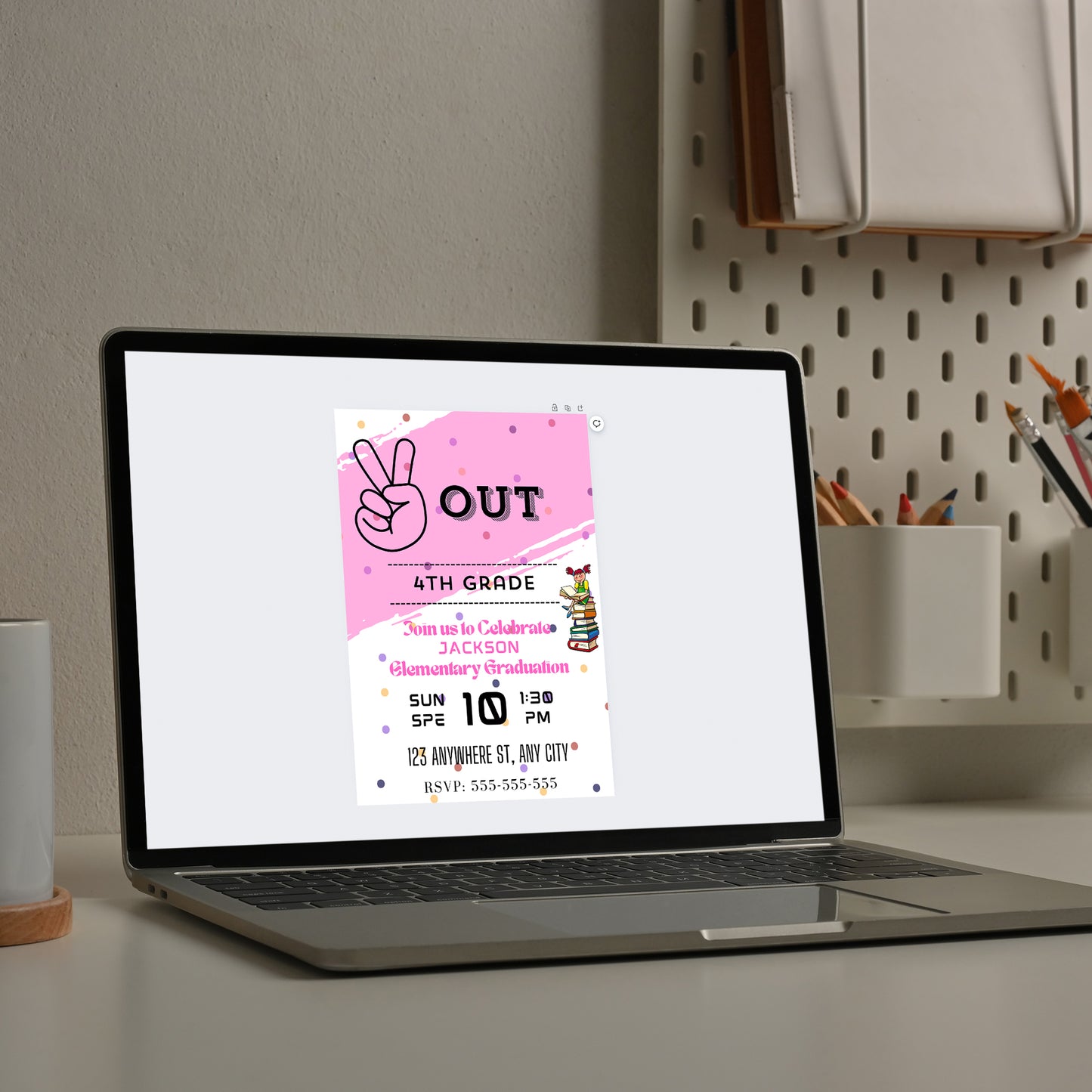 Peace Out Graduation Invitation Template - CreativeRino