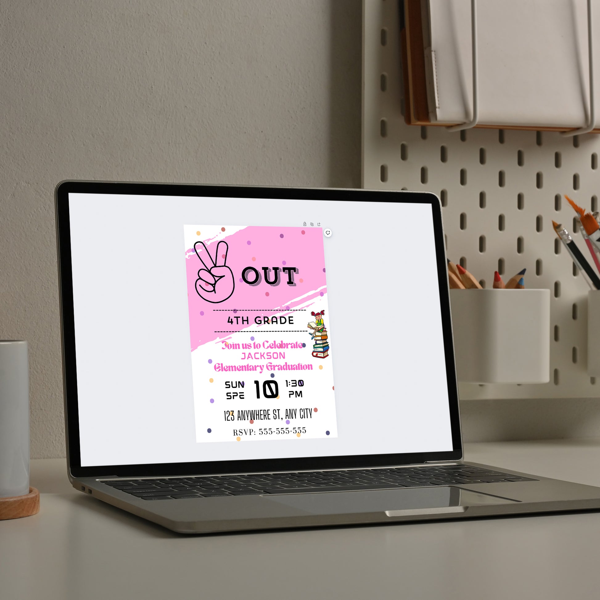 Peace Out Graduation Invitation Template - CreativeRino