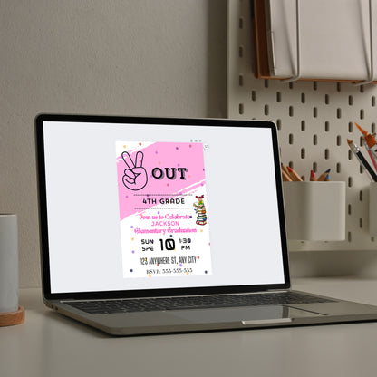 Peace Out Graduation Invitation Template - CreativeRino