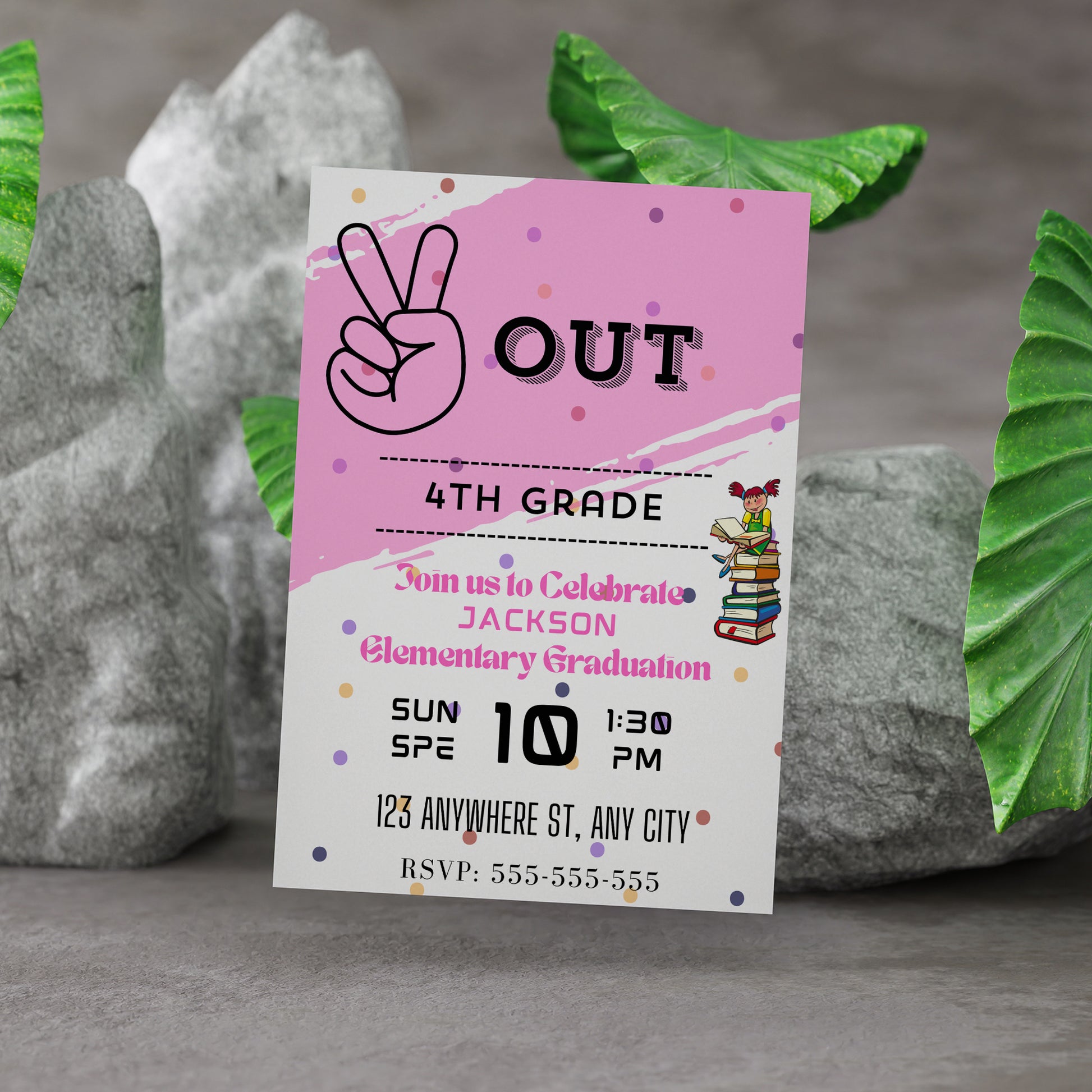 Peace Out Graduation Invitation Template - CreativeRino