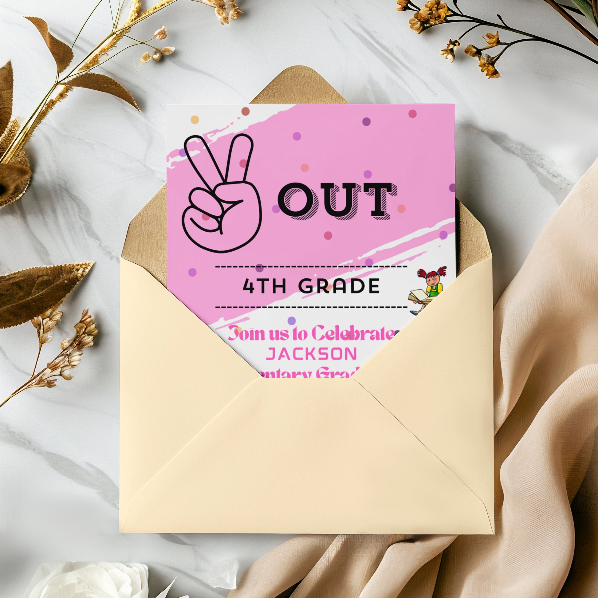 Peace Out Graduation Invitation Template - CreativeRino