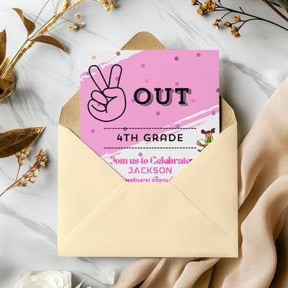 Peace Out Graduation Invitation Template - CreativeRino