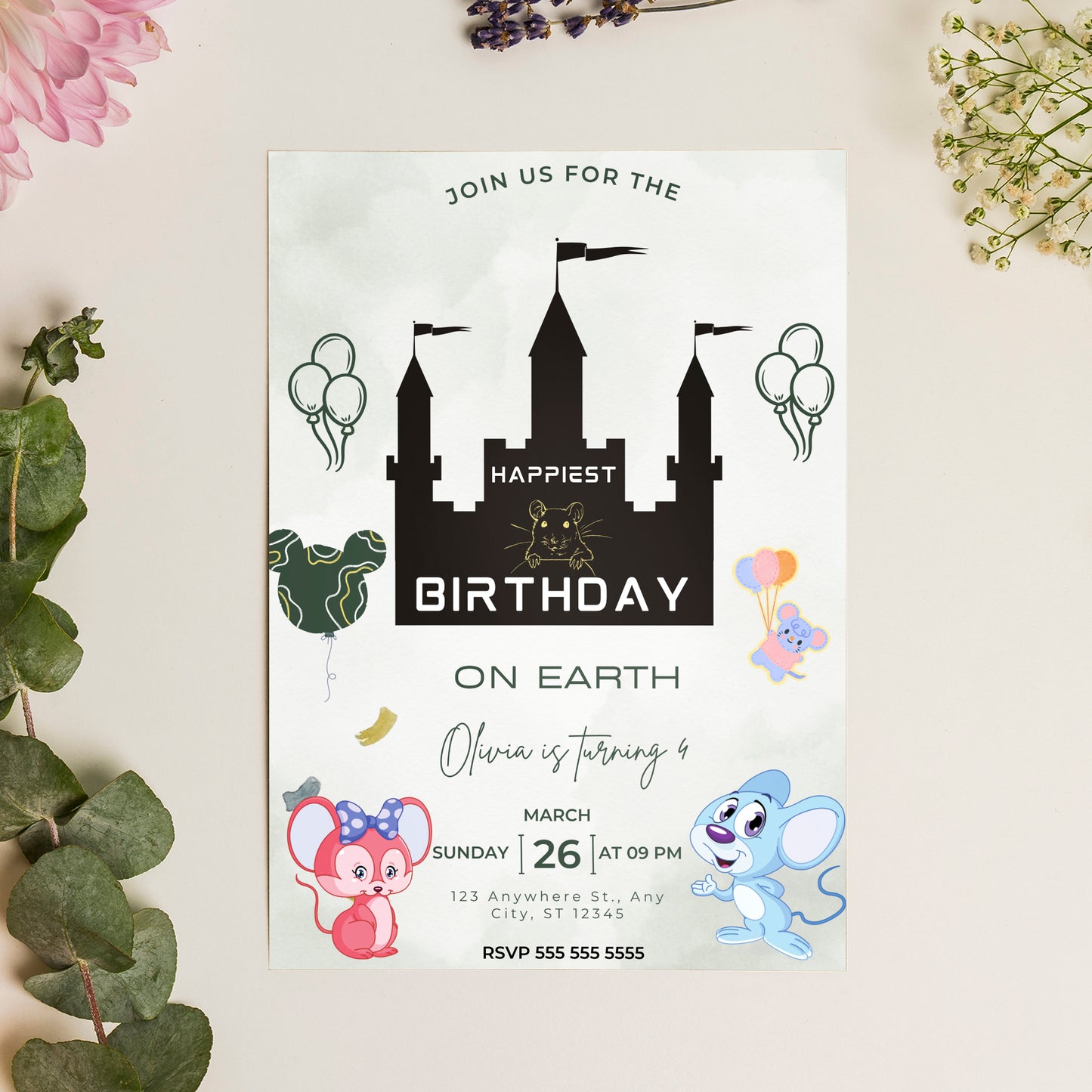 Happiest Birthday On Earth Disneyland Birthday Invitation Template