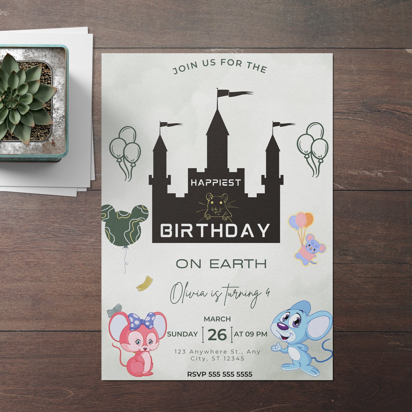 Happiest Birthday On Earth Disneyland Birthday Invitation Template