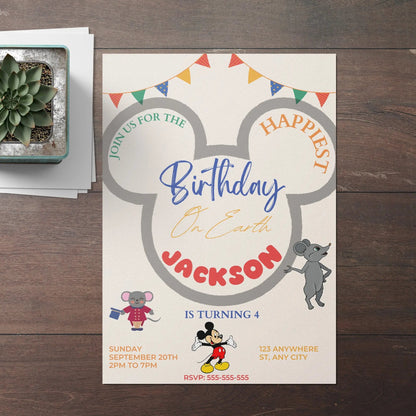 Happiest Birthday On Earth Disneyland Birthday Invitation Template CreativeRino