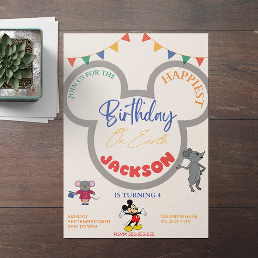 Happiest Birthday On Earth Disneyland Birthday Invitation Template