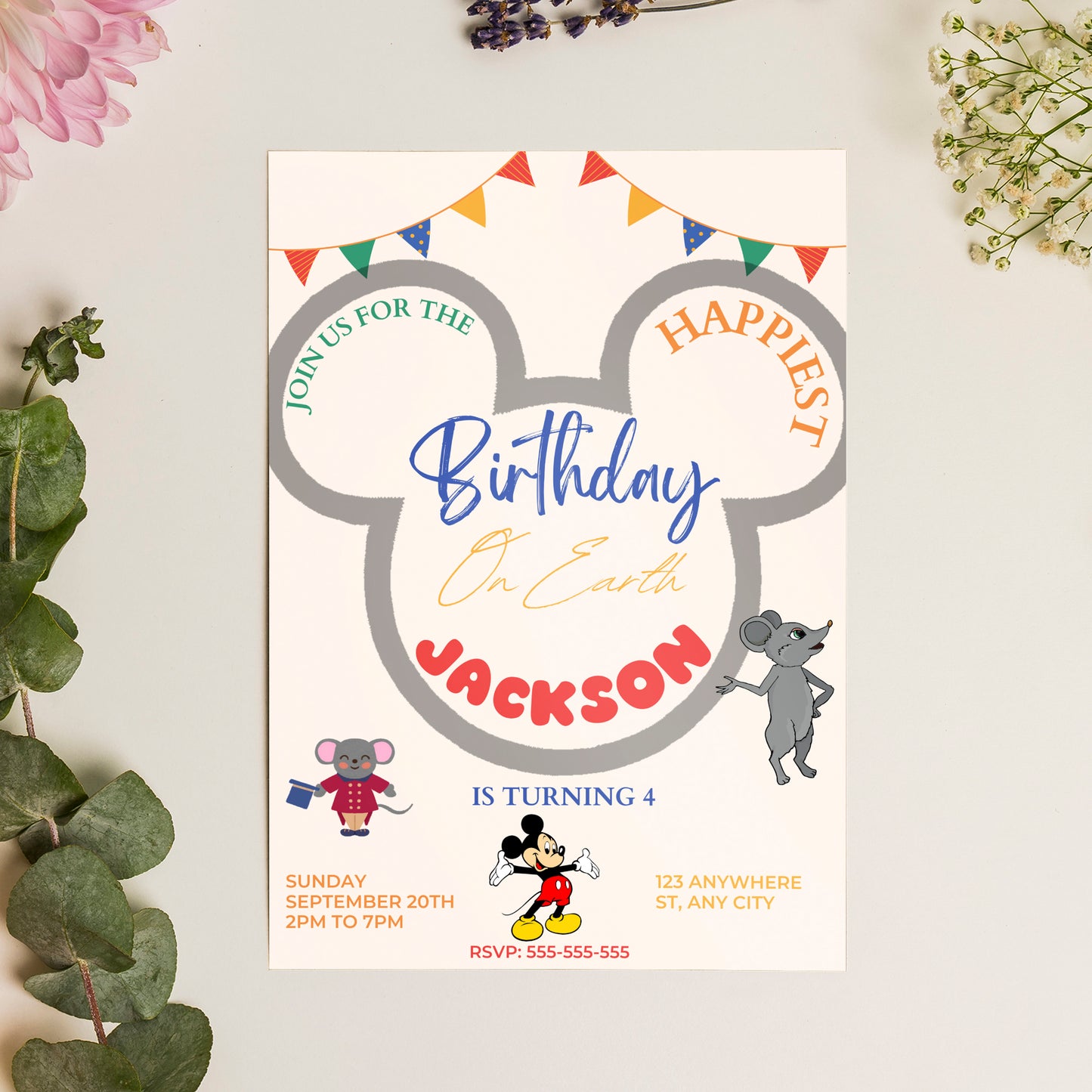 Happiest Birthday On Earth Disneyland Birthday Invitation Template