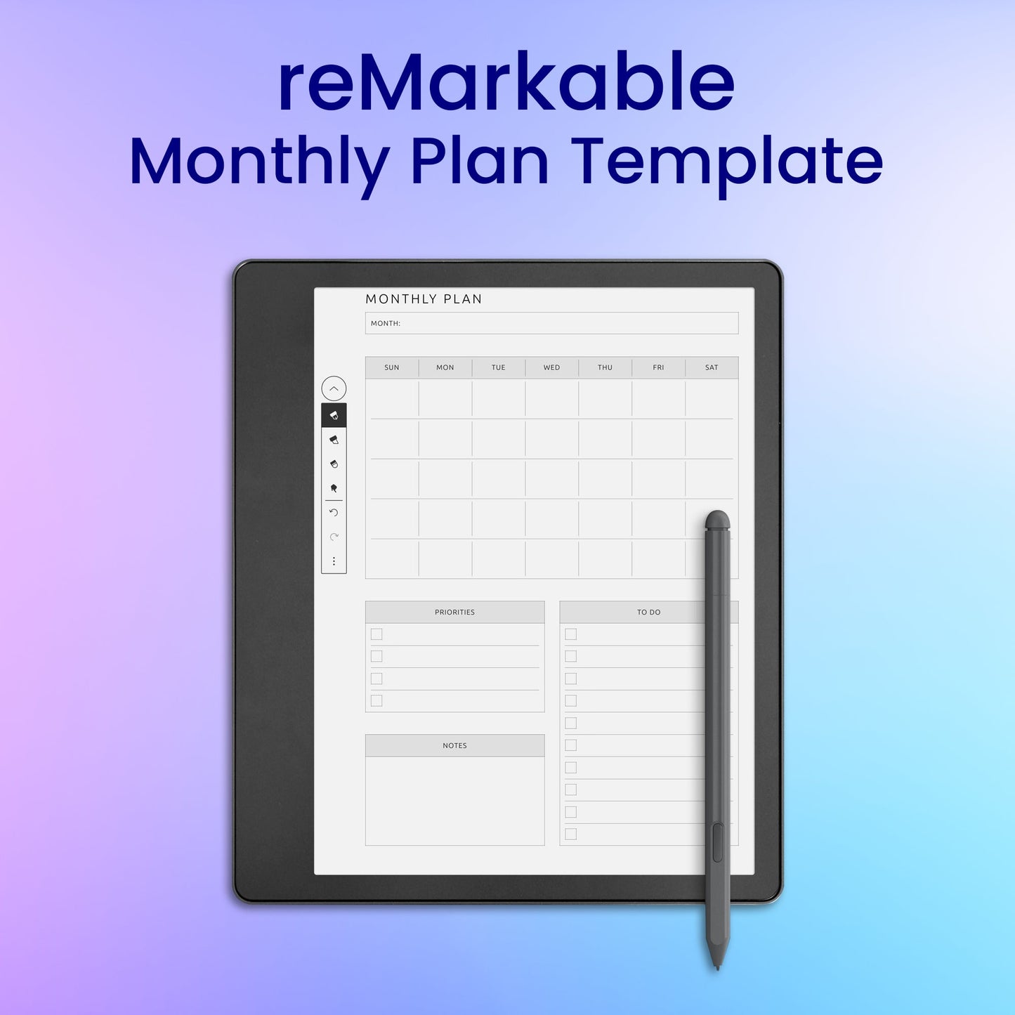 reMarkable 2 Monthly Plan Planner Template – CreativeRino