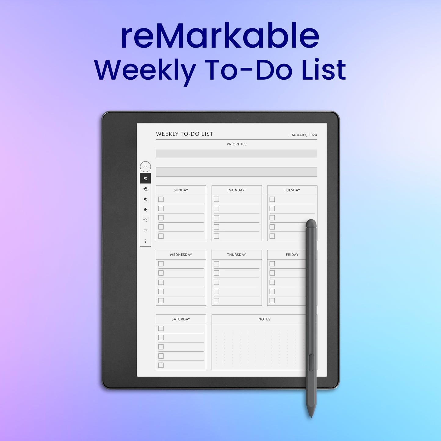 reMarkable 2 Weekly To-Do List Planner Template