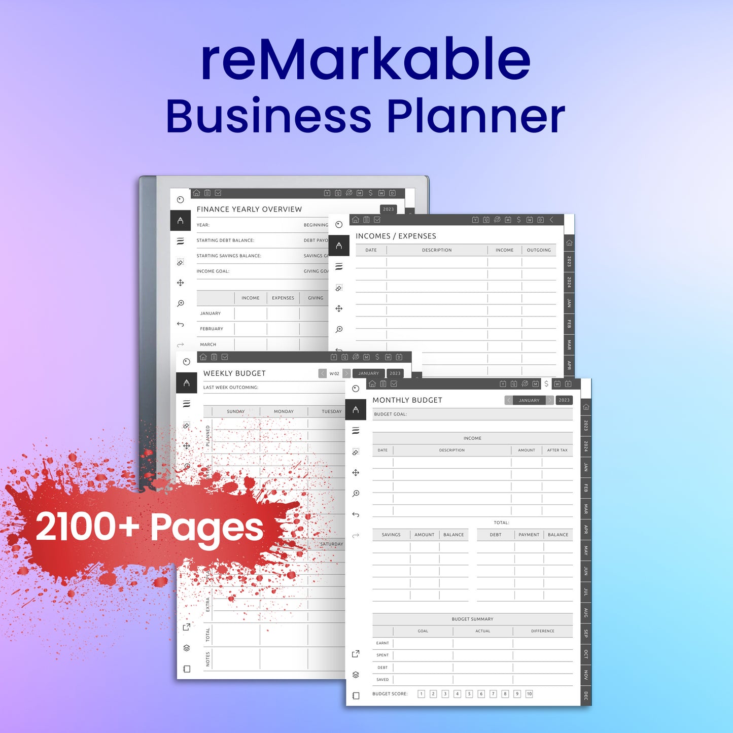 reMarkable 2 Business Planner Template