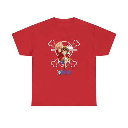 Anime Unisex Heavy Cotton Tee - One Piece T-shirt Pirate Theme - CreativeRino