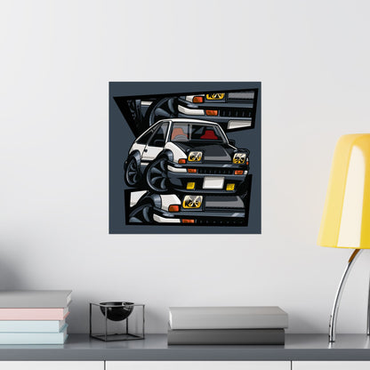 Classic Car Matte Square Poster - Retro Automotive Art Print - CreativeRino
