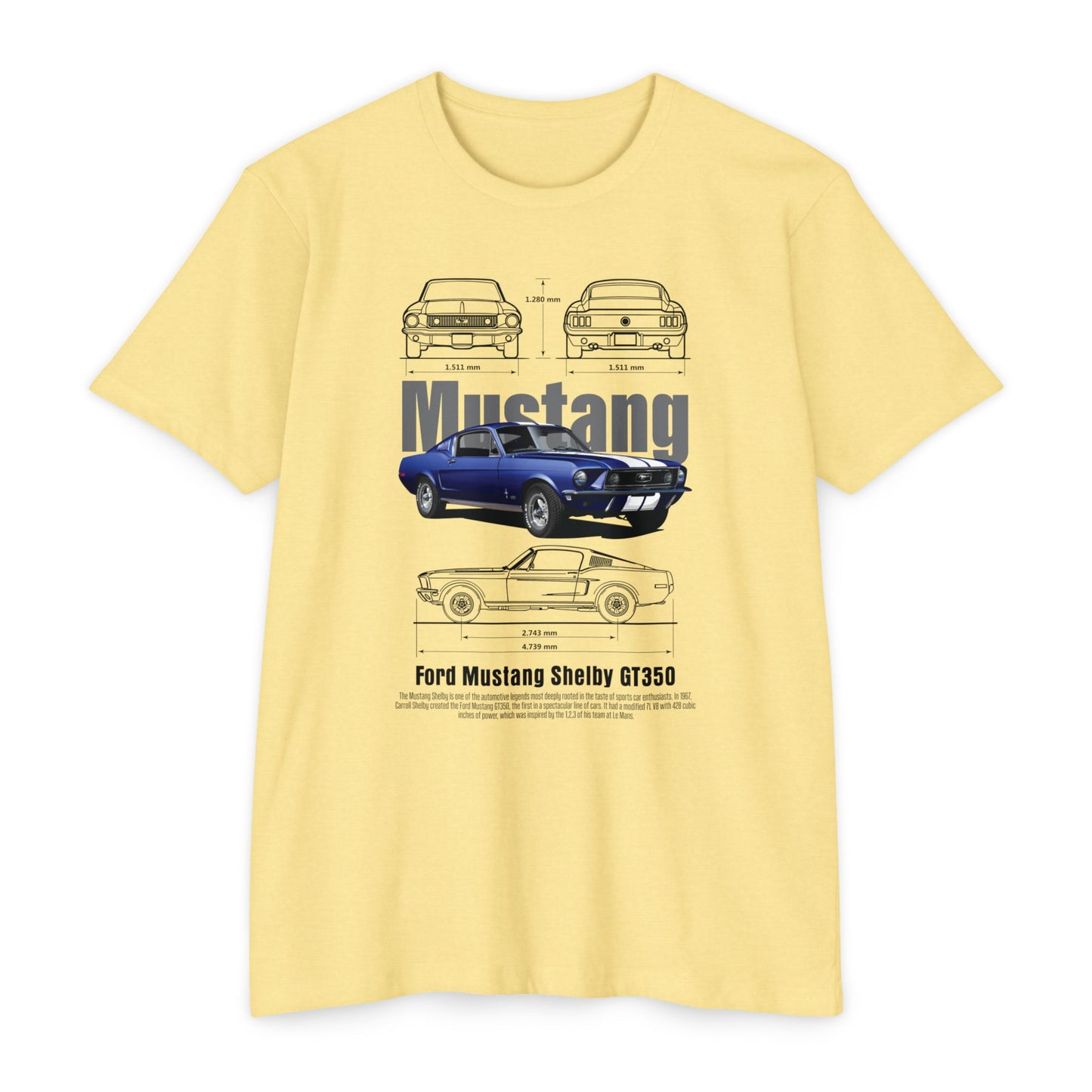 Mustang Shelby GT350 T-Shirt - Vintage Car Design T-shirt for Auto Enthusiasts - CreativeRino