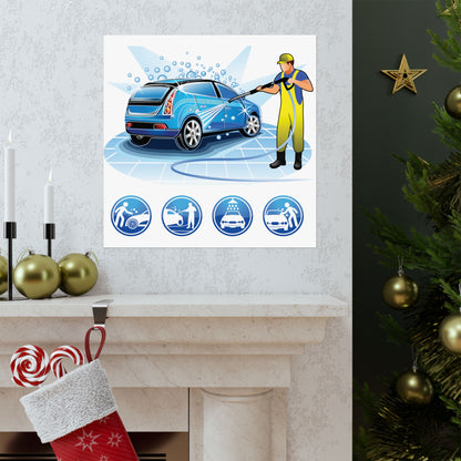 Car Wash Service Matte Square Poster - Perfect for Auto Enthusiasts and Business Promotions - CreativeRino