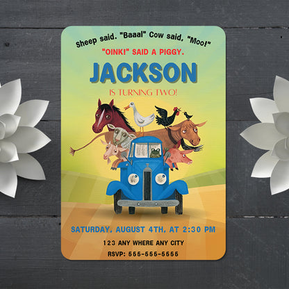 Little Blue Truck Birthday Invitation Template - CreativeRino