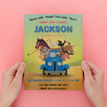 Little Blue Truck Birthday Invitation Template - CreativeRino