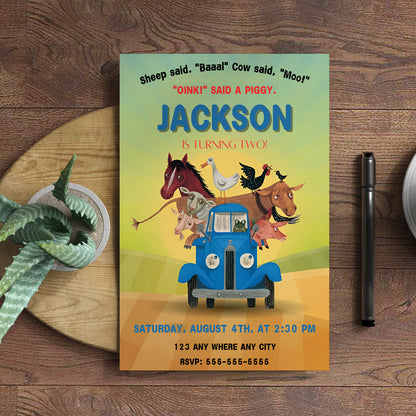 Little Blue Truck Birthday Invitation Template - CreativeRino