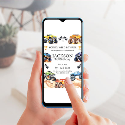 Monster Truck Birthday Invitation Template - CreativeRino