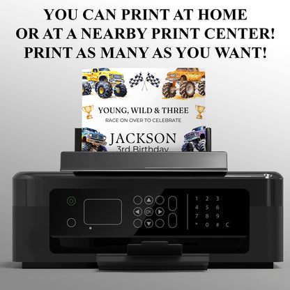 Monster Truck Birthday Invitation Template - CreativeRino