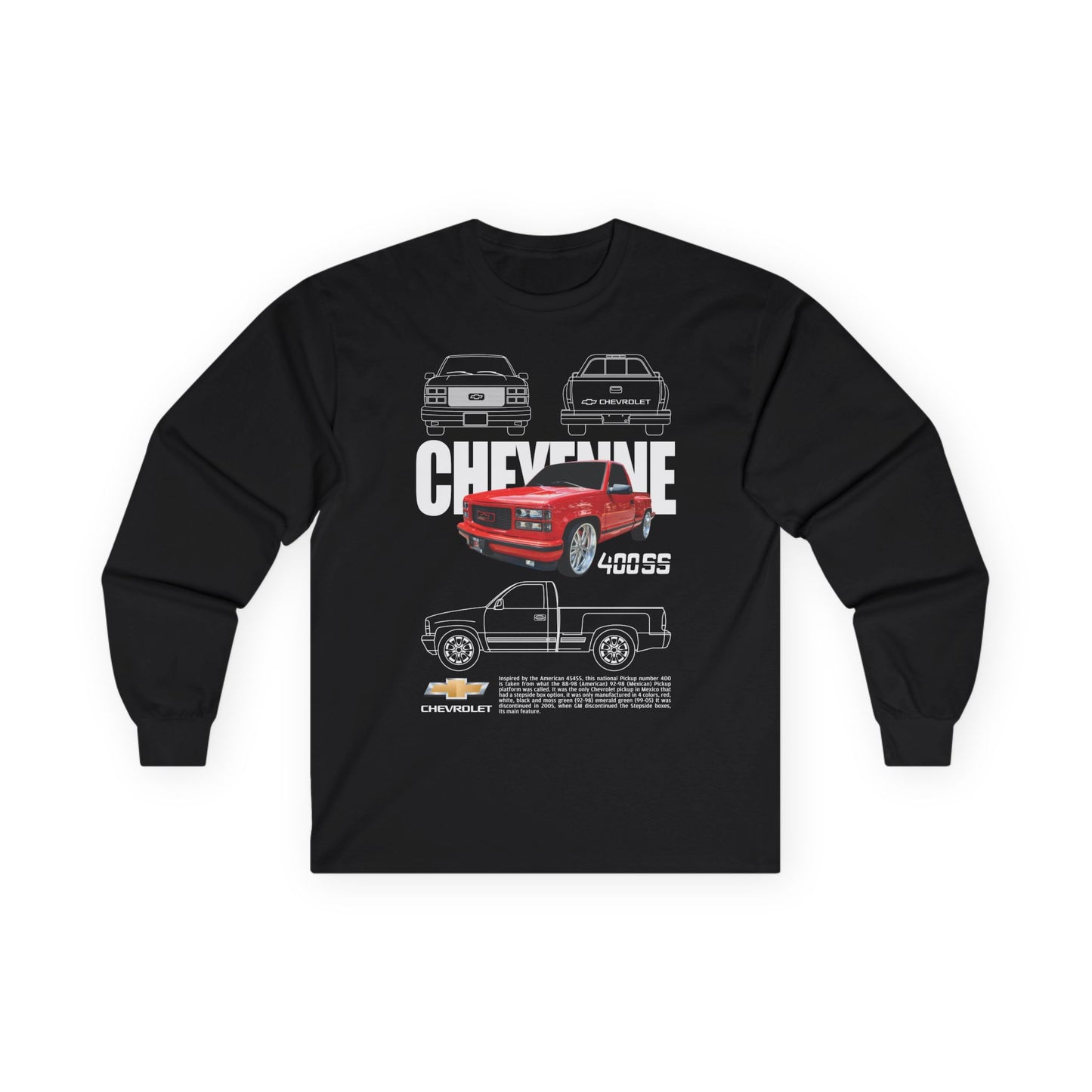 Chevy Cheyenne 400SS Long Sleeve Tee - Classic Vintage Car Design - CreativeRino