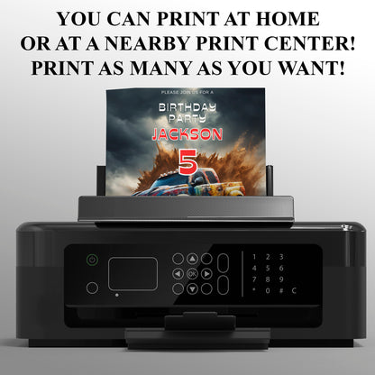 Monster Truck Birthday Invitation Template - CreativeRino