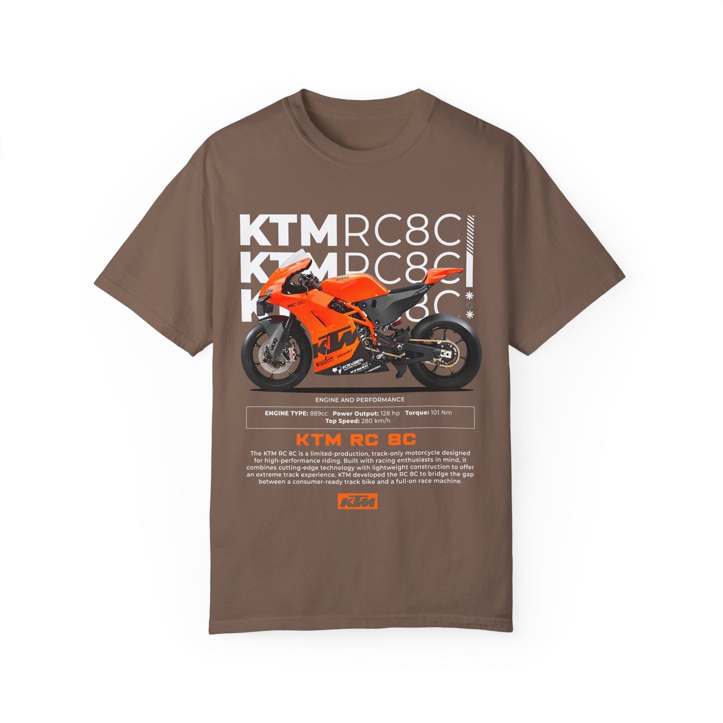 KTM RC 8C Unisex Garment-Dyed T-Shirt - Perfect for Motorcycle Enthusiasts - CreativeRino