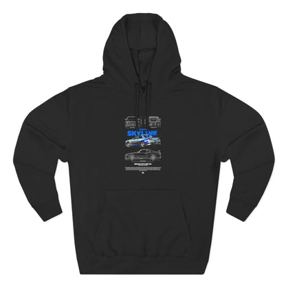 Nissan Skyline Fleece Hoodie for Car Enthusiasts - Stylish Graphic Design - CreativeRino