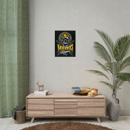Vintage Skull King Reaper Poster - Bold Wall Art for Gamers & Bikers - CreativeRino