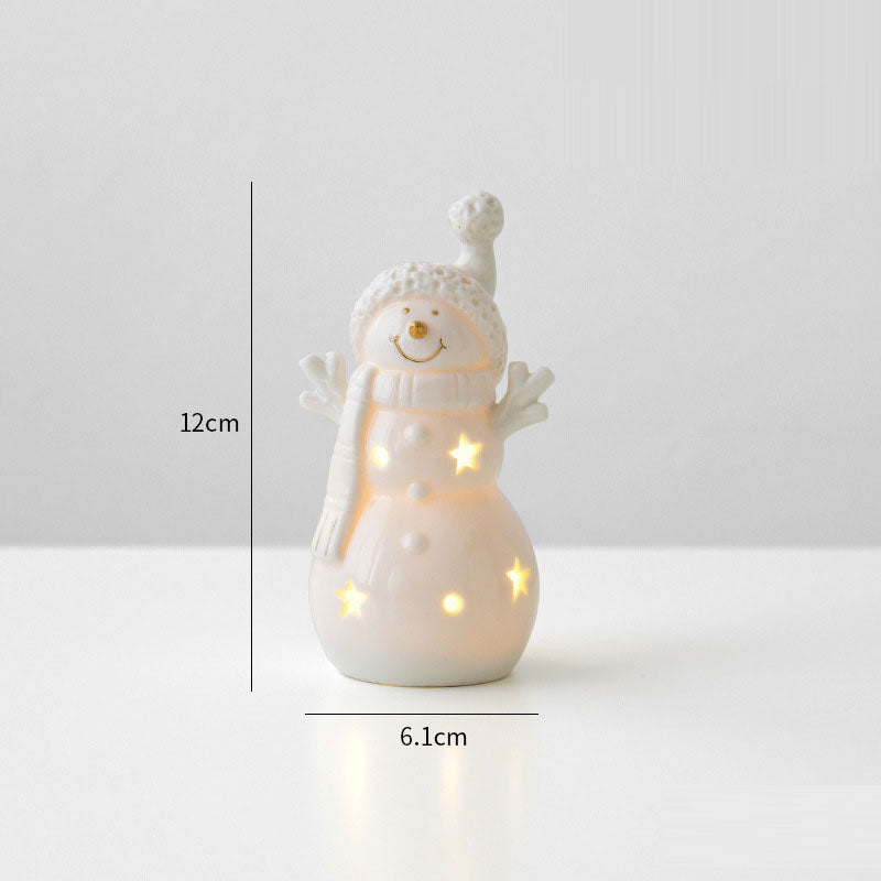 Mini Ceramic Snowman Car Figurine | Desktop Holiday Decor & Small Scene Prop Gift eprolo