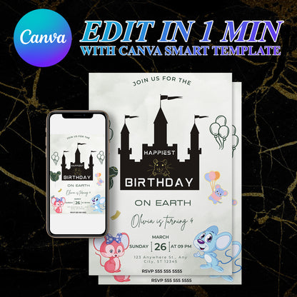 Happiest Birthday On Earth Disneyland Birthday Invitation Template - CreativeRino