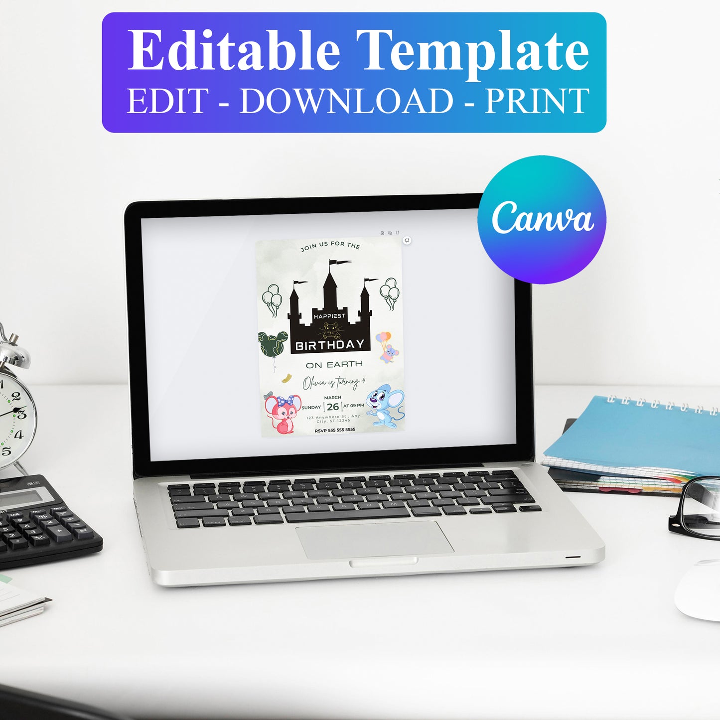 Happiest Birthday On Earth Disneyland Birthday Invitation Template - CreativeRino