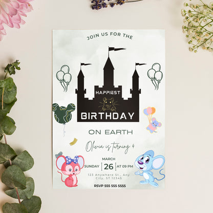 Happiest Birthday On Earth Disneyland Birthday Invitation Template - CreativeRino
