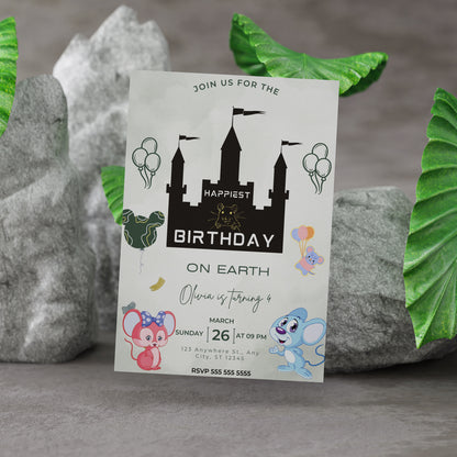 Happiest Birthday On Earth Disneyland Birthday Invitation Template - CreativeRino