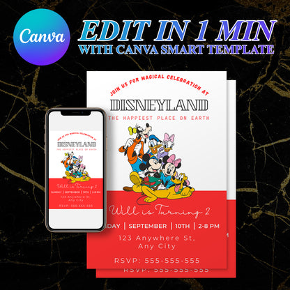 Happiest Birthday On Earth Disneyland Birthday Invitation Template - CreativeRino