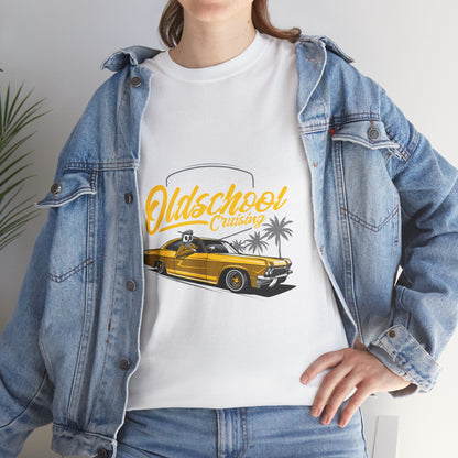 Retro Car Unisex Heavy Cotton Tee - "Oldschool Cruisin'" T-shirt Design - CreativeRino