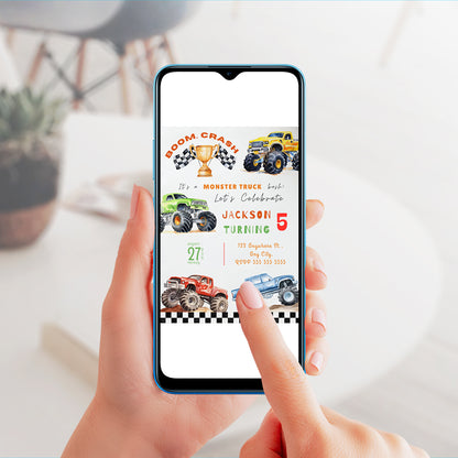 Monster Truck Birthday Invitation Template - CreativeRino