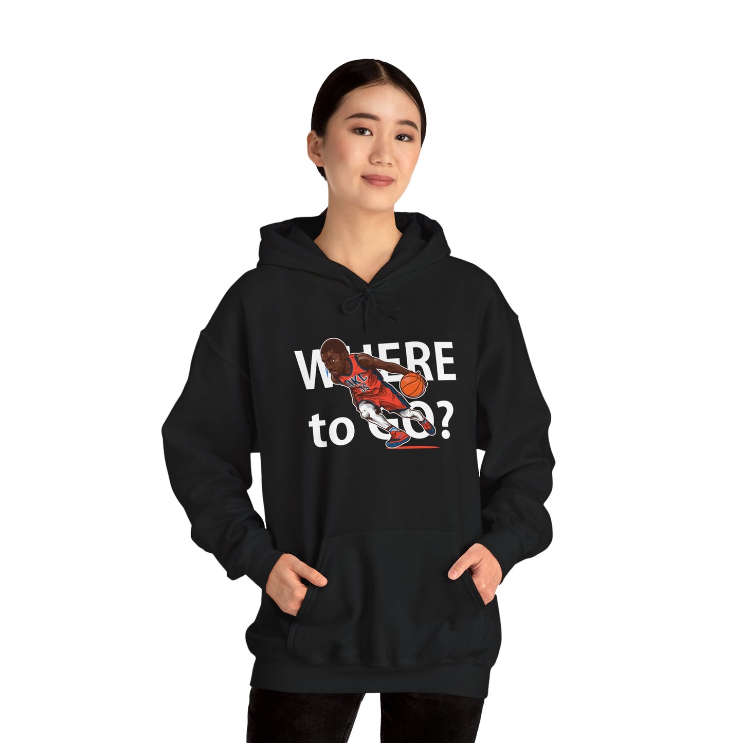 Basketball 'Where to Go?' Unisex Heavy Blend™ Hooded Sweatshirt - CreativeRino