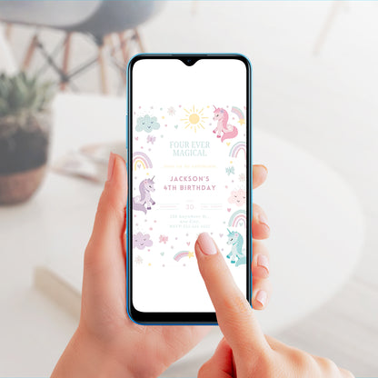 Unicorn Birthday Invitation Template - CreativeRino