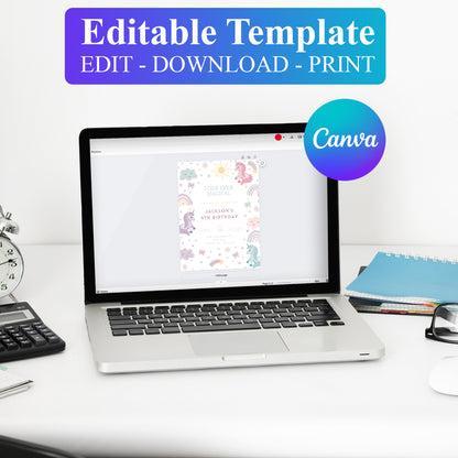 Unicorn Birthday Invitation Template - CreativeRino