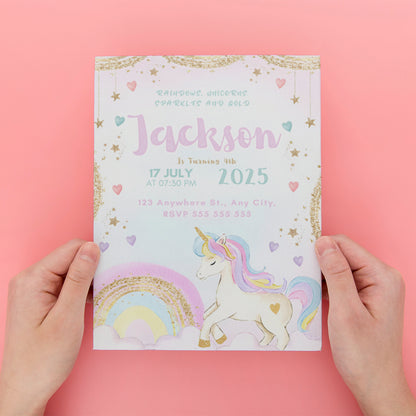 Unicorn Birthday Invitation Template - CreativeRino