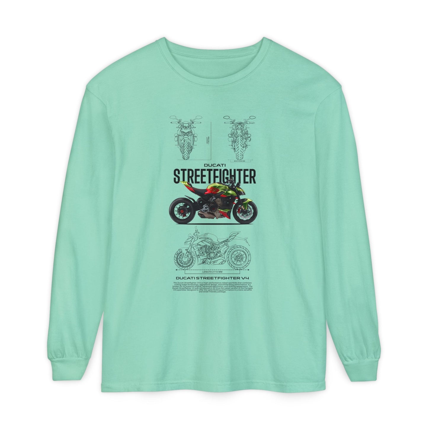 Ducati Streetfighter Long Sleeve T-Shirt - Retro Motorcycle Graphic T-shirt - CreativeRino