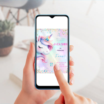 Unicorn Birthday Invitation Template - CreativeRino