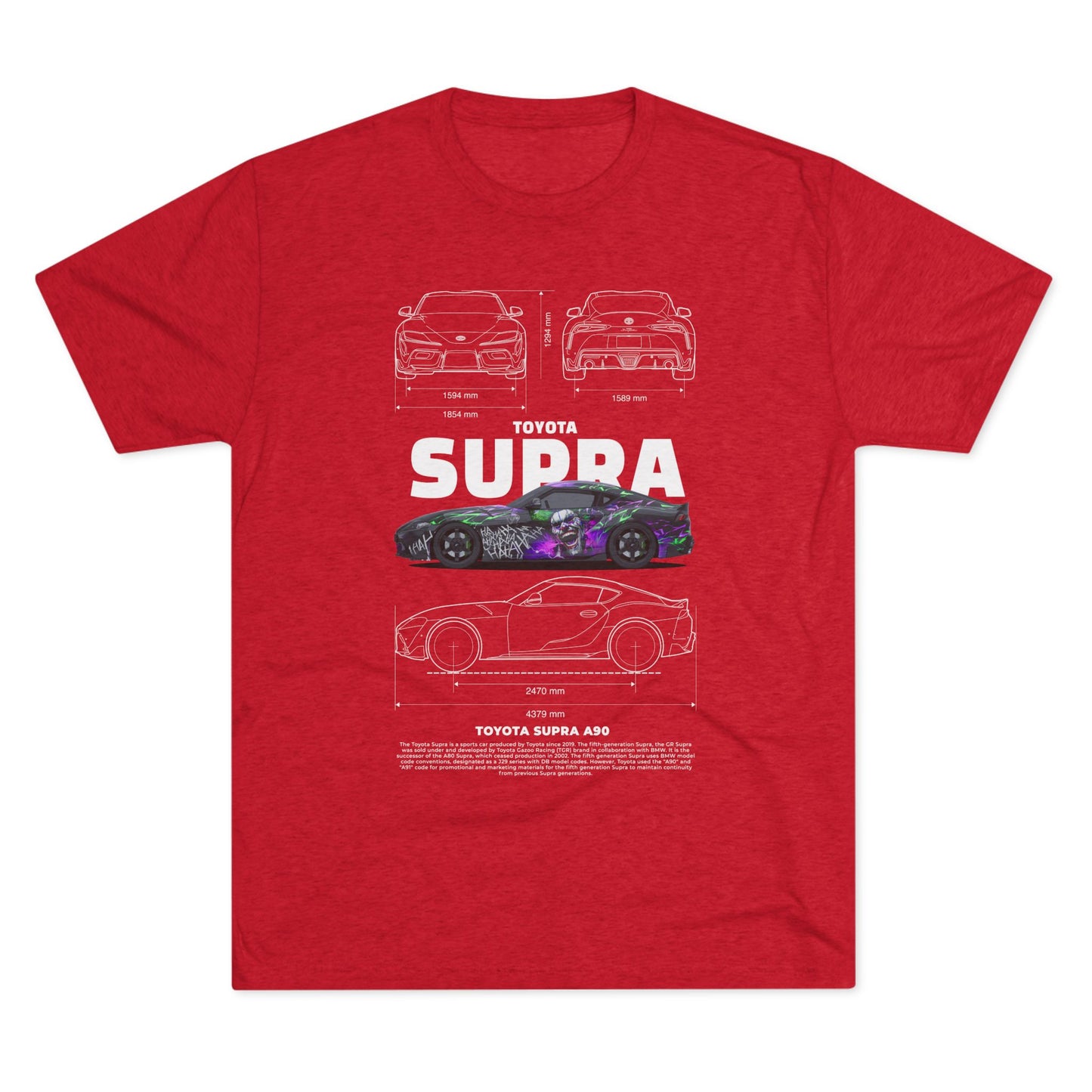 Toyota Supra A90 Tri-Blend Crew Tee - Car Lovers' Apparel - CreativeRino