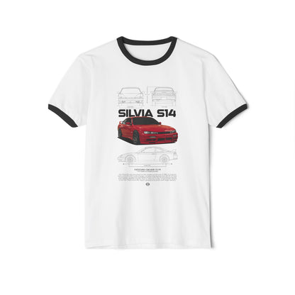 Nissan Silvia S14 Unisex Ringer T-Shirt - Retro Car Enthusiast Apparel - CreativeRino