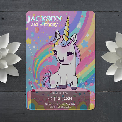 Unicorn Birthday Invitation Template - CreativeRino