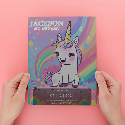 Unicorn Birthday Invitation Template - CreativeRino